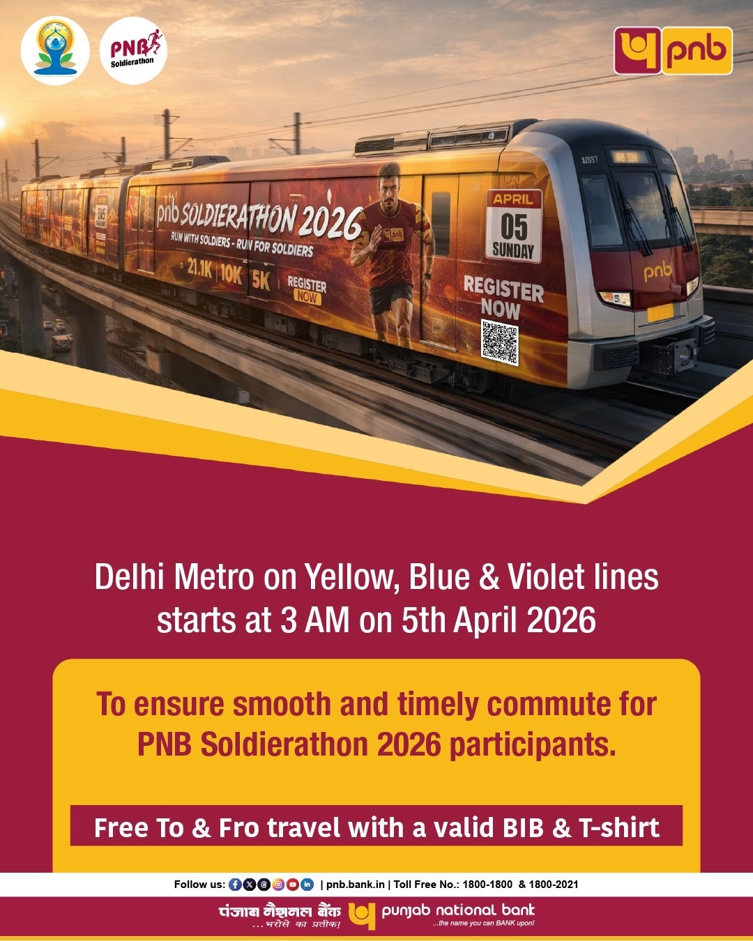 PNB teams up with Delhi Metro to offer complimentary early morning connectivity for PNB Soldierathon 2026